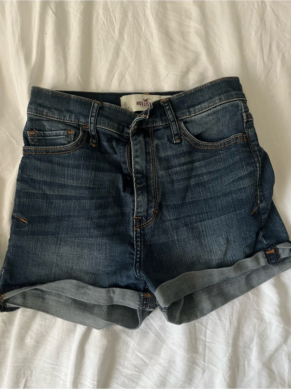 Hollister Dark Indigo Roll-Cuff Denim Shorts